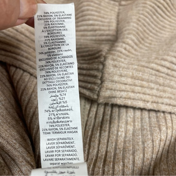 ALO Yoga Muse Hoodie Ribbed Gravel Heather Tan Cream Women Size Small Pullover - Picture 8 of 11